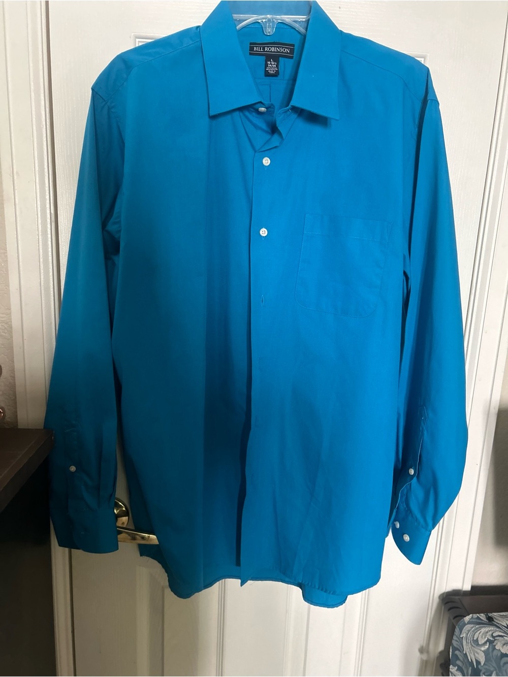 Bill Robinson Men's bright blue Dress Shirt - Classic Long Sleeve size L